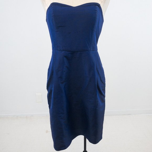 BHLDN Dresses & Skirts - LulaKate 4/6 Silk Shantung Pearl Dress Navy Blue